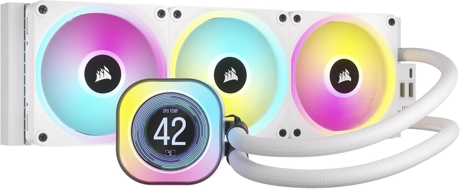 CORSAIR iCUE LINK H150i QX RGB LED 360mm Radiator CPU Liquid Cooler (3 120mm Core Fans) with 2.1" IPS LCD Screen