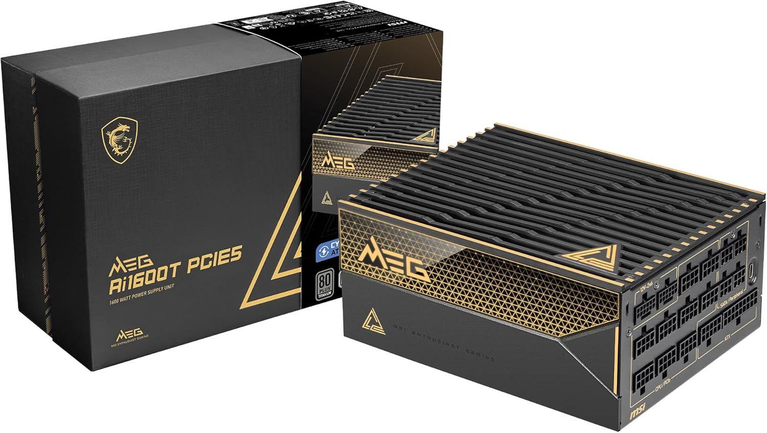 MSI MEG Ai1600T Titanium Full Modular Gaming PSU ATX 3.1 &amp; PCIe 5.1 Power Supply