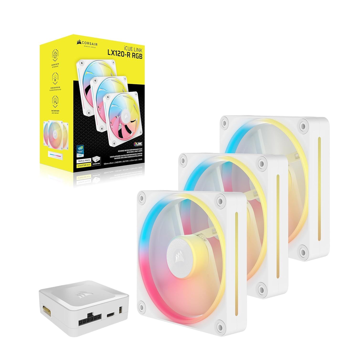 CorsAir LX RGB Series Link LX120 RGB White Fan pack