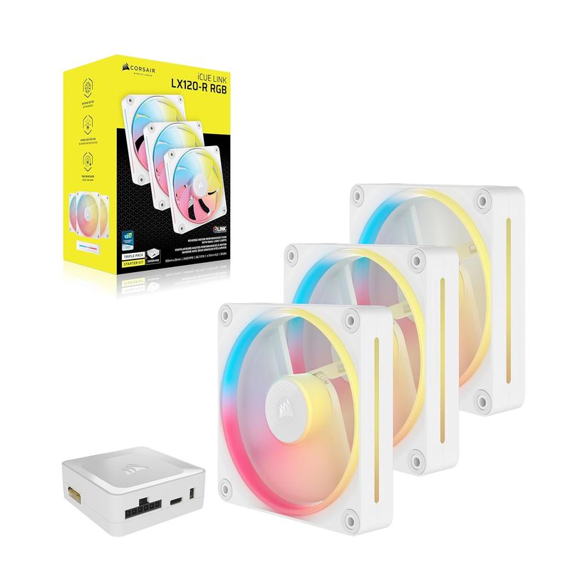CorsAir LX RGB Series Link LX120 RGB White Fan pack