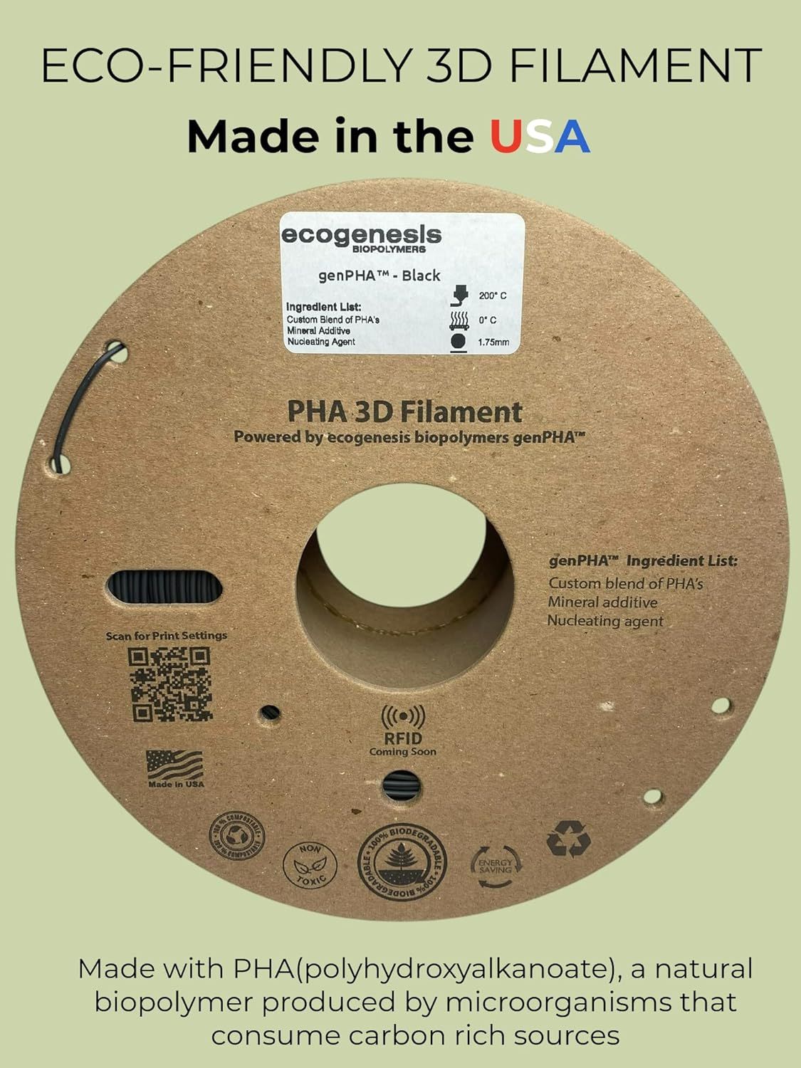 Ecogenesis Filament Biodegradable PHA