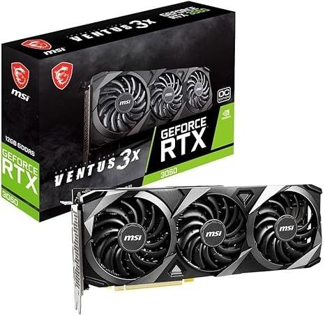 MSI RTX 3060 Ventus 3x 12GB OC, Backplate, Graphics Card, V397-031R (Refurbished)