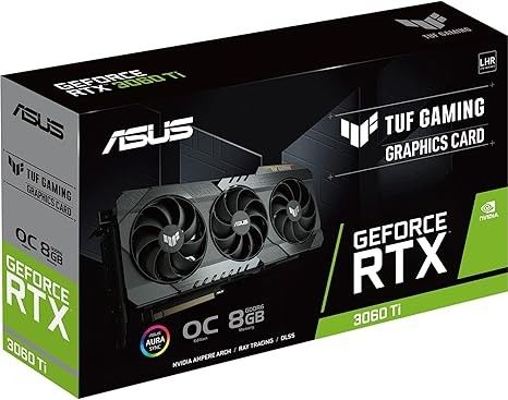 ASUS RTX 3060 Ti 8GB TUF V2, Triple Fan, RGB, Backplate, TUF-RTX3060-O12G-V2-GAMING (Refurbished)