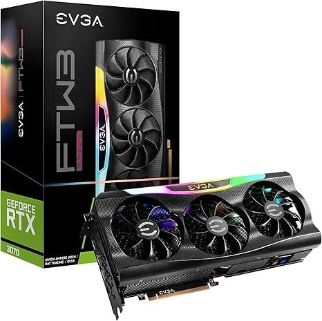 EVGA RTX 3070 8GB FTW ULTRA, Triple Fan, Backplate, RGB, 08G-P5-3767-KL (Refurbished)