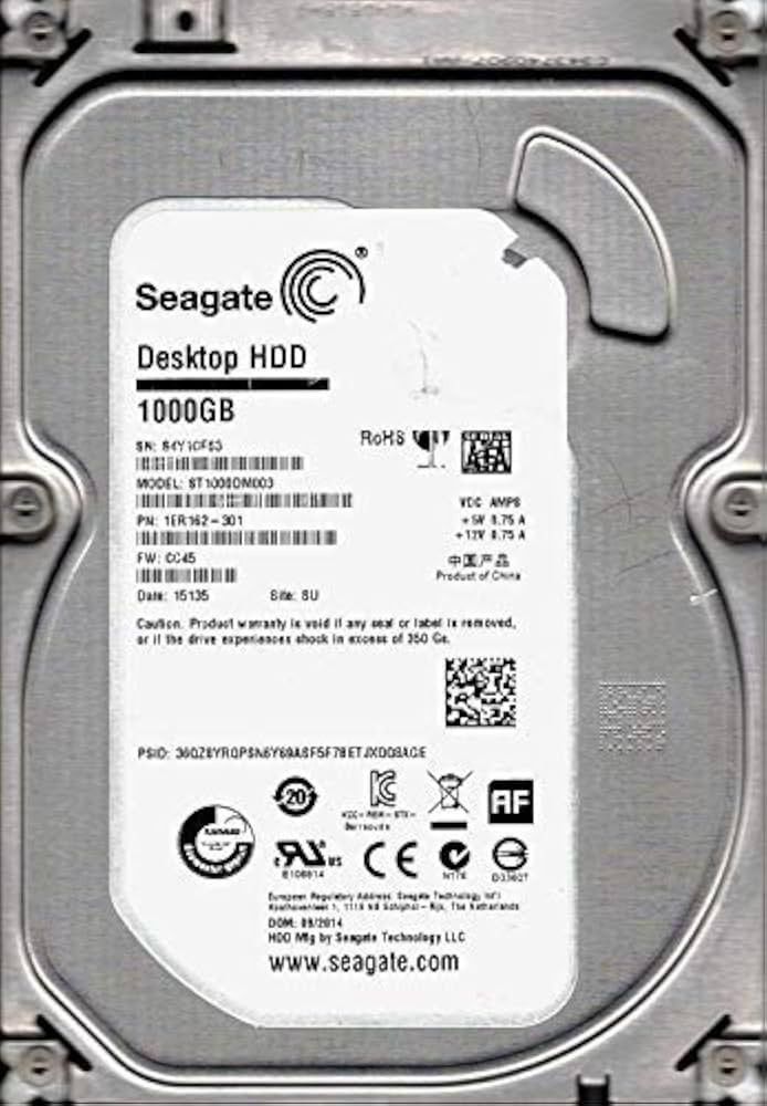 Seagate Barracuda 1TB HDD 7200 RPM 64MB Cache (Refurbished)