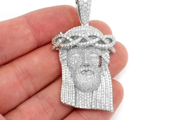 JESUS DIAMOND PENDANT 14K SOLID GOLD 5.25CTW