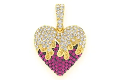 DIAMOND &amp; GOLD HEART PENDANTS