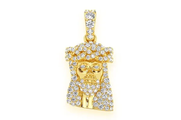 JESUS DIAMOND PENDANT 14K SOLID GOLD 0.33 CTW