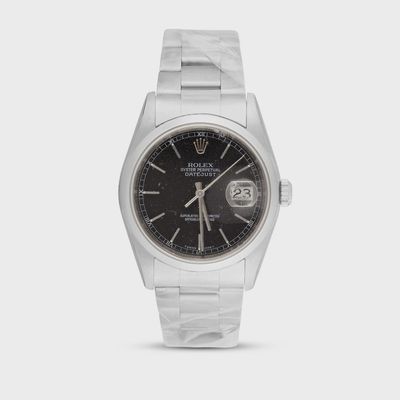 ROLEX DATEJUST 36 MM WITH OYSTER BRACELET &amp; BLACK DASH DIAL; 16200