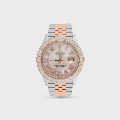 TWO-TONE ROLEX DATEJUST 36 MM WITH MOTHER OF PEARL DIAL &amp; TWO-ROW DIAMOND BEZEL