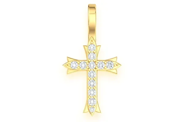3 POINT CROSS DIAMOND PENDANT 14K SOLID GOLD 0.10CTW