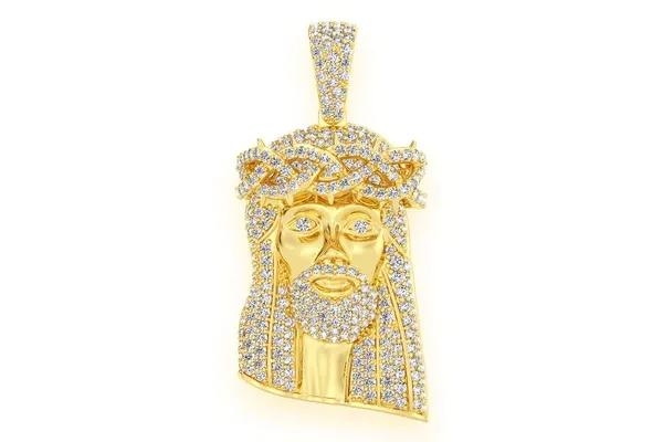 JESUS DIAMOND PENDANT 14K SOLID GOLD 1.50CTW
