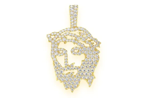 JESUS SILHOUETTE DIAMOND PENDANT 14K SOLID GOLD 1.25CTW