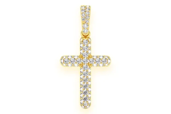 BUBBLY CROSS DIAMOND PENDANT 14K SOLID GOLD 0.50CTW