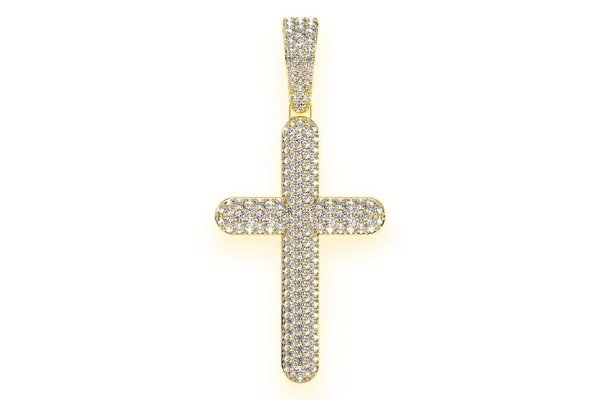 BUBBLY CROSS DIAMOND PENDANT 14K SOLID GOLD 2.00 CTW