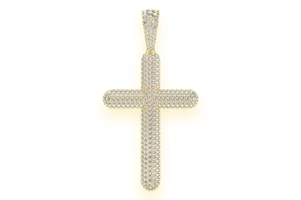 BUBBLY CROSS DIAMOND PENDANT 14K SOLID GOLD 8.50CTW