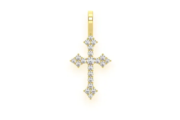 CROSS DIAMOND PENDANT 14K SOLID GOLD 0.15CTW