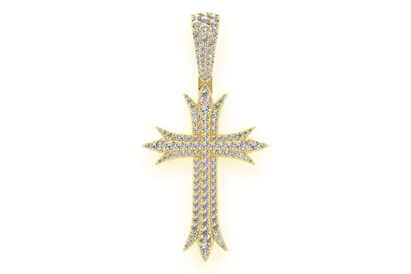 DECO CROSS DIAMOND PENDANT 14K SOLID GOLD 3.75CTW