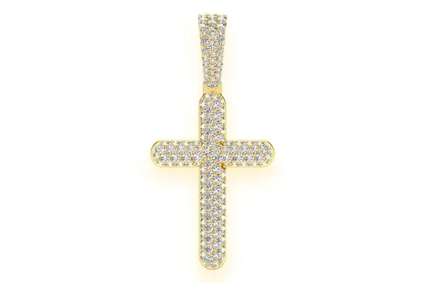 BUBBLY CROSS DIAMOND PENDANT 14K SOLID GOLD 1.10CTW