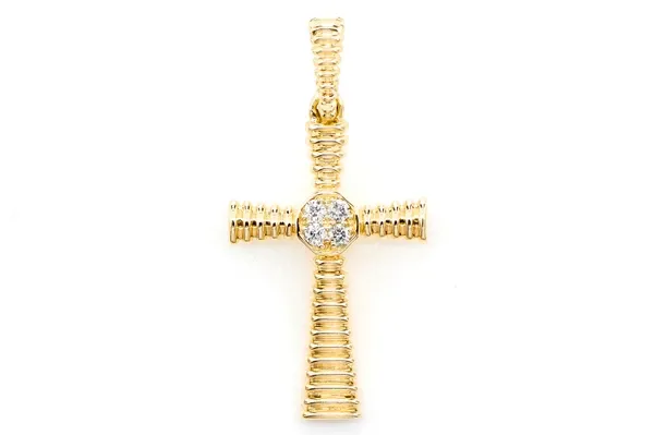DUTCH CROSS DIAMOND ACCENT PENDANT 14K SOLID GOLD 0.05CTW