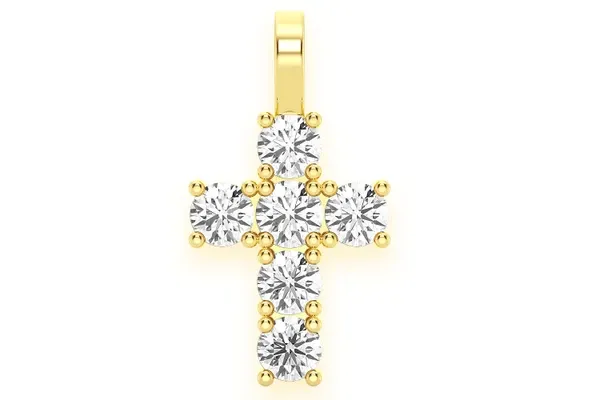 EXTRA LARGE ROCKS CROSS DIAMOND PENDANT 14K SOLID GOLD 1.5 CTW