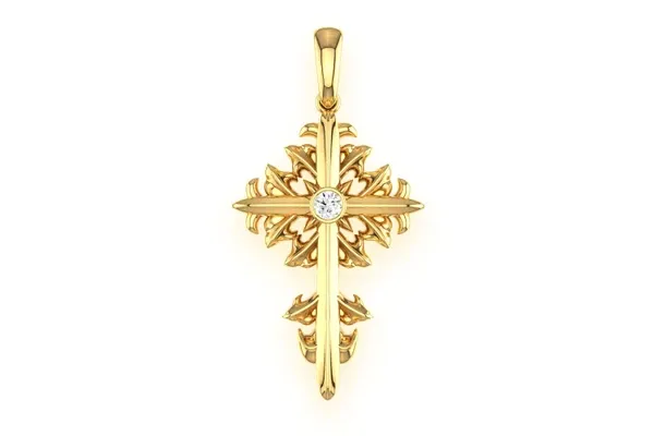 FILIGREE CROSS 14K SOLID GOLD 0.20CTW