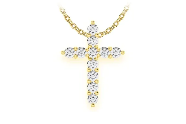HIDDEN BAIL CROSS PENDANT 14K SOLID GOLD 0.40 CTW
