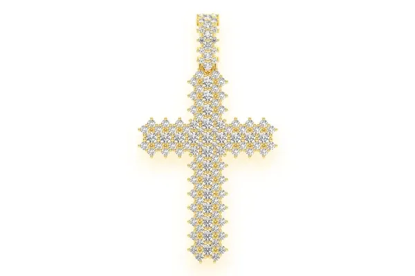 JAGGED CROSS DIAMOND PENDANT 14K SOLID GOLD 1.75CTW