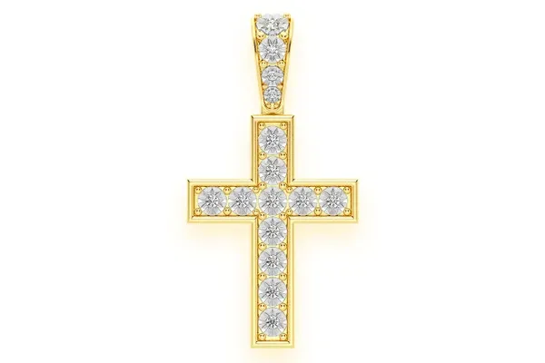 MIRACLE CROSS DIAMOND PENDANT 14K SOLID GOLD 0.15 CTW