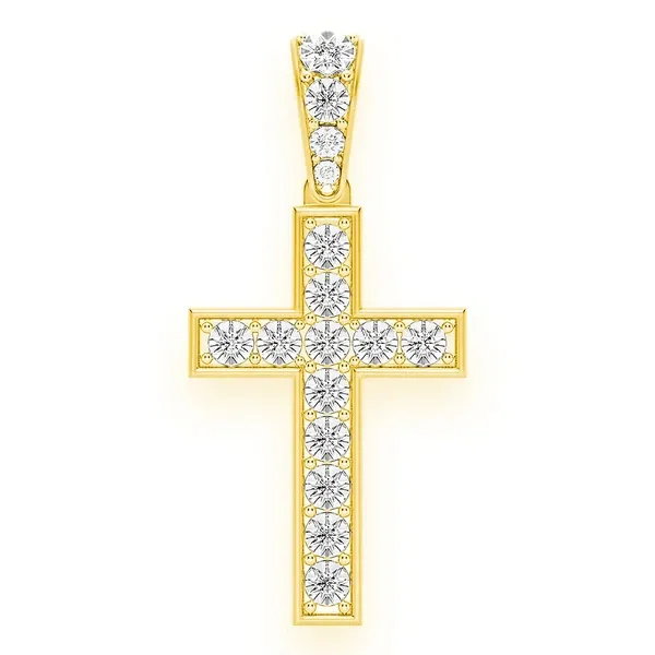 MIRACLE SET CROSS DIAMOND PENDANT 14K SOLID GOLD 0.25CTW