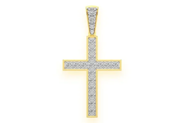 MIRACLE SET CROSS DIAMOND PENDANT 14K SOLID GOLD 0.35CTW