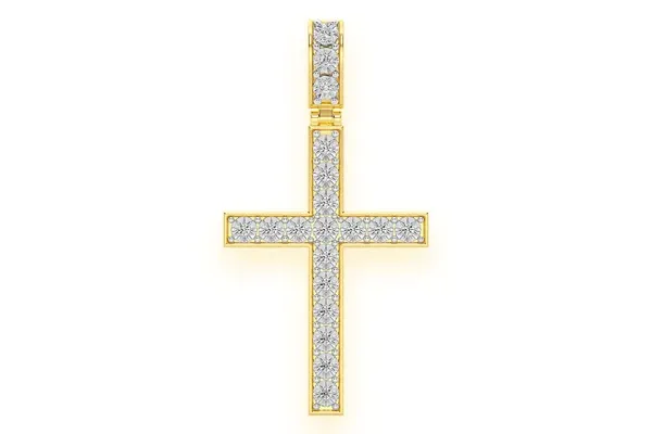 MIRACLE SET CROSS DIAMOND PENDANT 14K SOLID GOLD 0.75 CTW