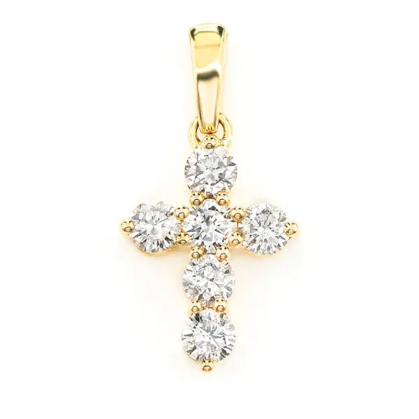 POINTED DIAMOND CROSS 14K SOLID GOLD 0.75 CTW