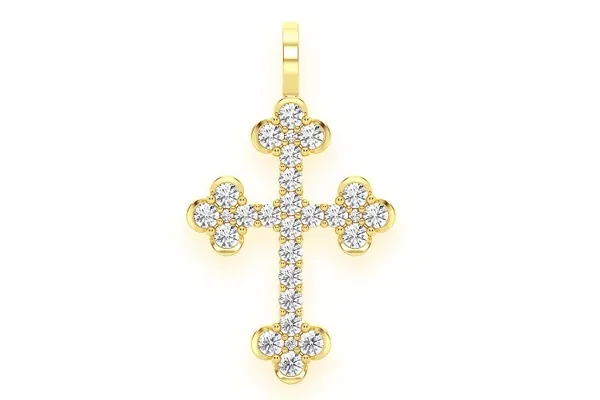 SELENE CROSS DIAMOND PENDANT 14K SOLID GOLD 0.85 CTW