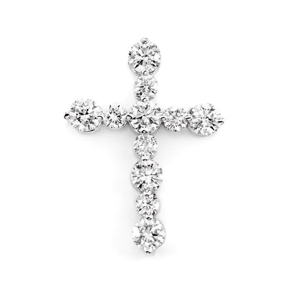 SHARED PRONG HIDDEN BAIL DIAMOND CROSS PENDANT 14K SOLID GOLD 1.00 CTW