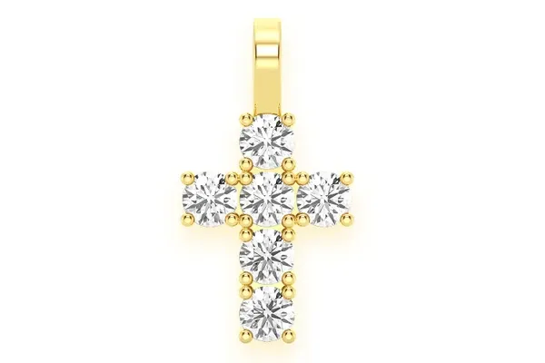 SOLITAIRE 6 ROCKS DIAMOND PENDANT 14K SOLID GOLD 1.25 CTW