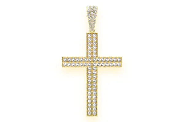 STRAIGHT ACCENT CROSS DIAMOND PENDANT 14K SOLID GOLD 5.50CTW