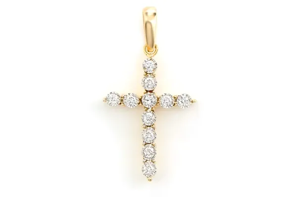 TINY DIAMOND CROSS 14K SOLID GOLD 0.05 CTW