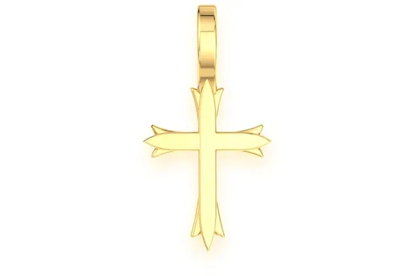 TRIPLE POINTS CROSS 14K SOLID GOLD