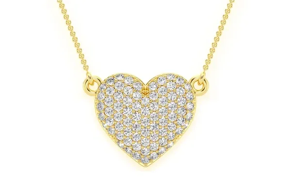 Bubbly heart diamond necklace connected 14K solid gold 0.25CTW