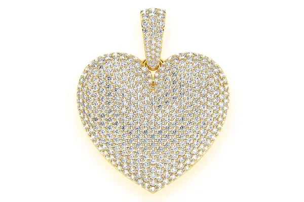 BUBBLY HEART DIAMOND PENDANT 14K SOLID GOLD 6.50 CTW