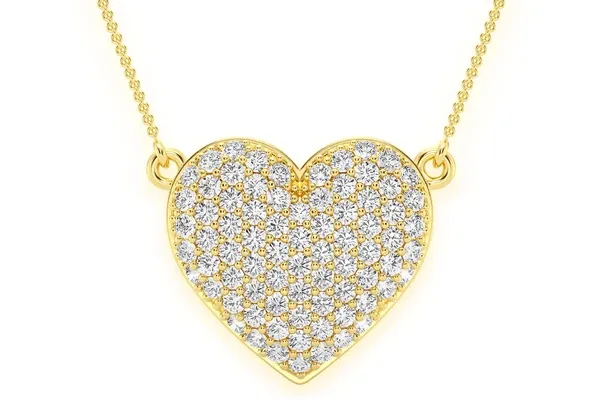 BUBBLY HEART DIAMOND PENDANT NECKLACE CONNECTED 14K SOLID GOLD 0.60 CTW