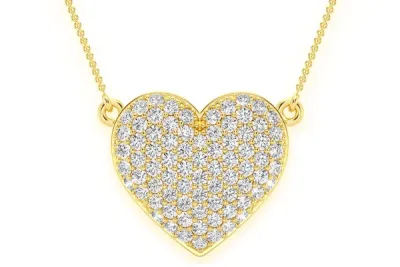 BUBBLY HEART DIAMOND PENDANT NECKLACE CONNECTED 14K SOLID GOLD 0.60 CTW