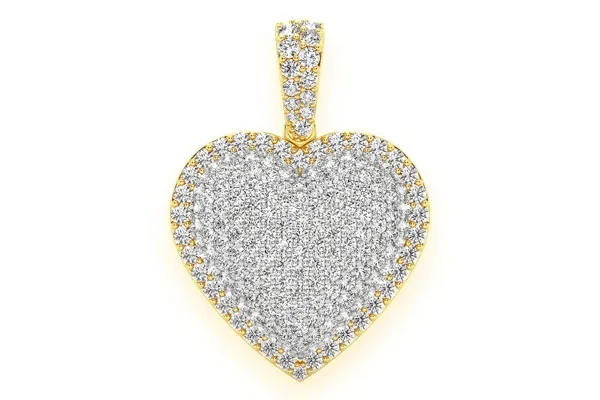 BUBBLY HEART DOUBLE LAYER DIAMOND PENDANT 14K SOLID GOLD 2.00 CTW