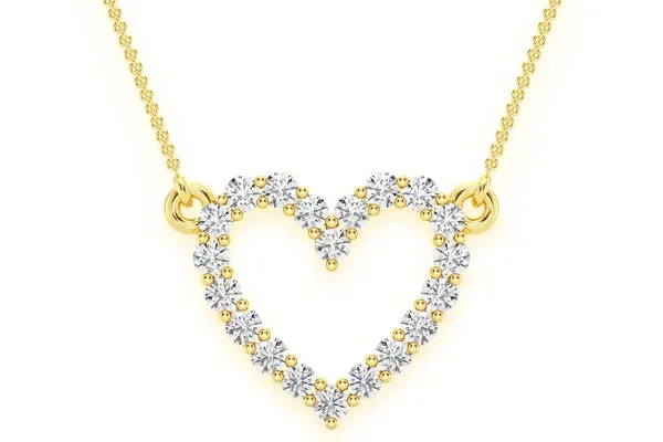 HEART DIAMOND PENDANT 14K SOLID GOLD 0.15CTW