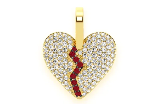 HEARTBREAKER BROKEN HEART DIAMOND PENDANT 14K SOLID GOLD 0.50CTW