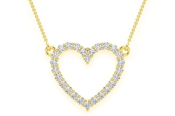 OPEN HEART DIAMOND NECKLACE CONNECTED 14K SOLID GOLD 0.35CTW
