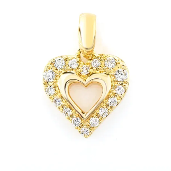 OPEN HEART DIAMOND PENDANT 14K SOLID GOLD 0.04 CTW