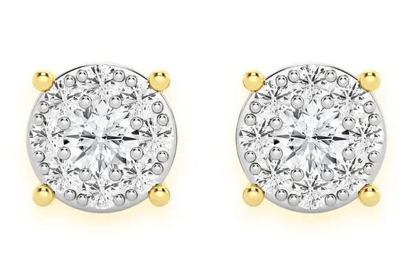 0.75CTW MOSAIC STUD DIAMOND EARRINGS 14K SOLID GOLD