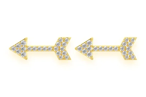 ARROW EARRINGS 14K SOLID GOLD 0.20CTW